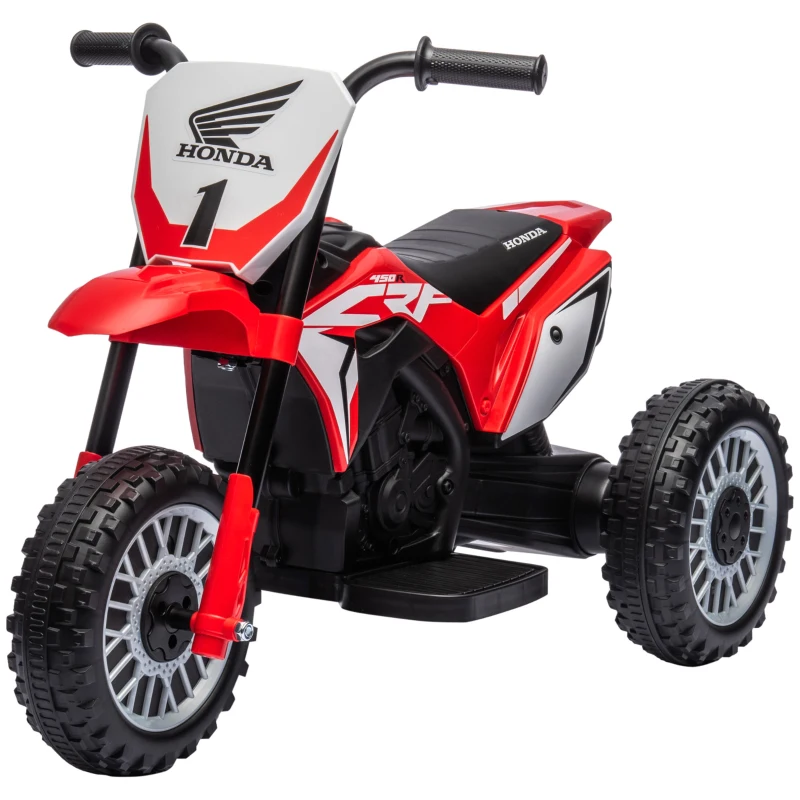 HOMCOM Elektrische Honda Kindermotor, 3 km/u, Geluidseffecten, voor 18-36 Maanden, Rood(m-10)