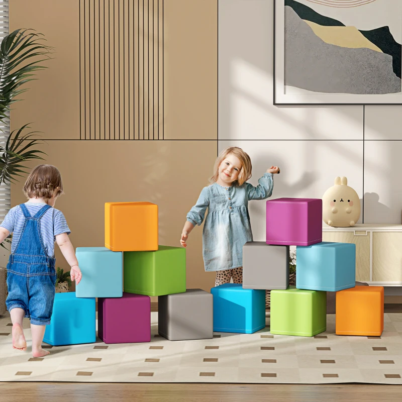 HOMCOM Klim- en kruipspeelgoed voor kinderen, zacht EPE-schuim, 20x20x20 cm, veelkleurig, 1-3 jaar