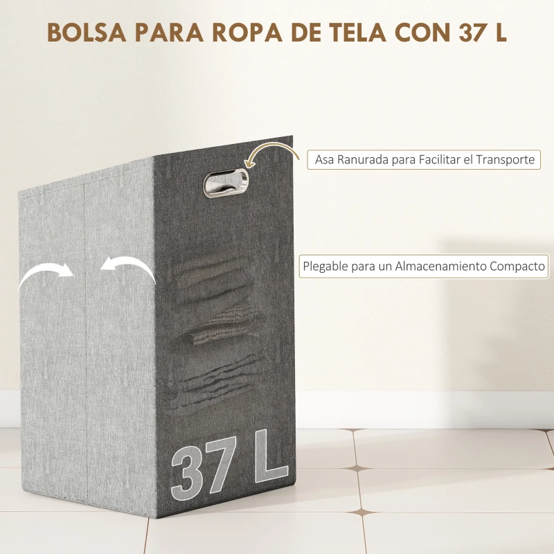 HOMCOM Armario de Baño Estrecho de Bambú con 2 Estantes Abiertos Cesto Extraíble y Diseño con Listones 40x30x95 cm Natural