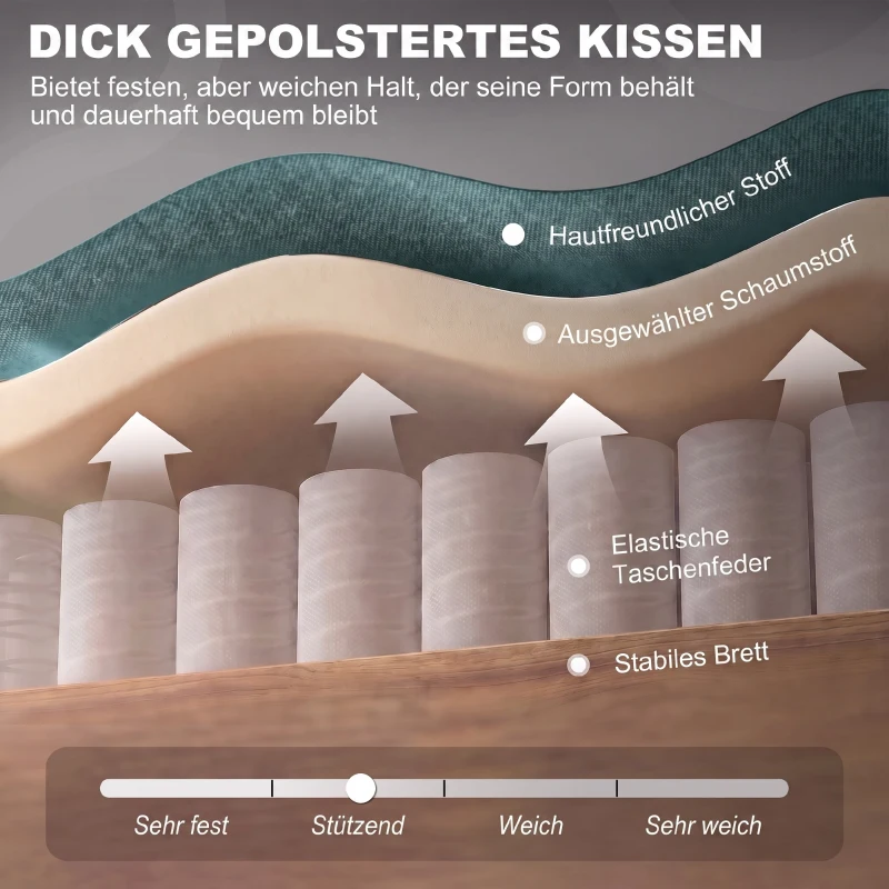 HOMCOM Eleganter Ohrensessel, dick gepolstert, abnehmbarer Bezug, 74 x 86 x 102 cm, Dunkelgrün