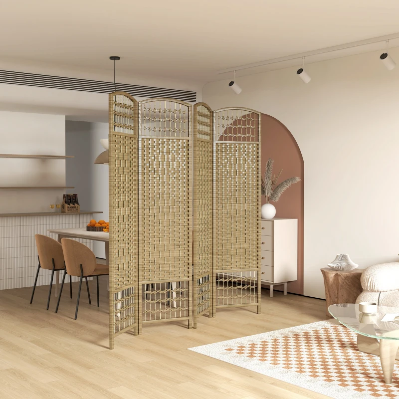 HOMCOM Paravent intérieur en bois séparateur de pièce cloison pliable 4 panneaux 160 x 170 cm bois naturel