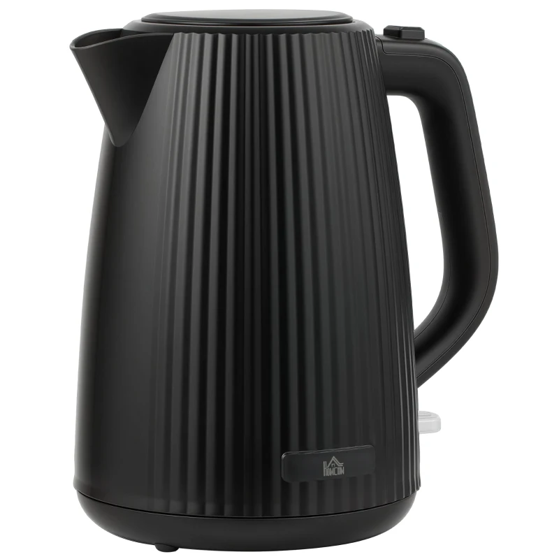 HOMCOM Elektrische waterkoker, 1,7L, snelkookfunctie, 2025W, met uitneembaar kalkfilter, automatische uitschakeling, Zwart
