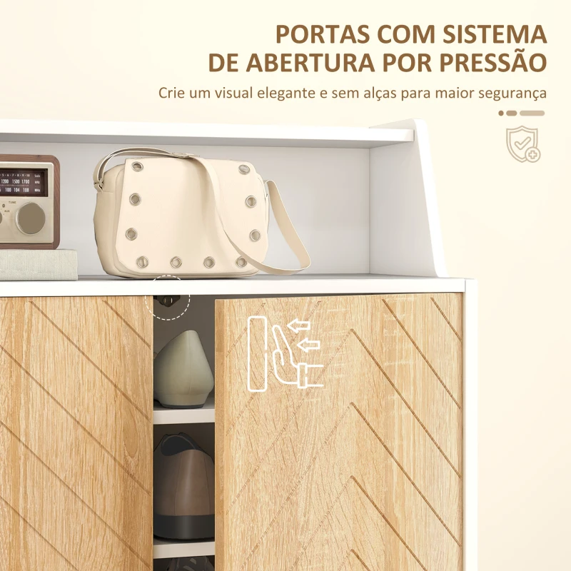 HOMCOM Sapateira para Entrada com Prateleiras Ajustáveis para 15 Pares de Sapatos 75x35x104 cm Branco e Madeira