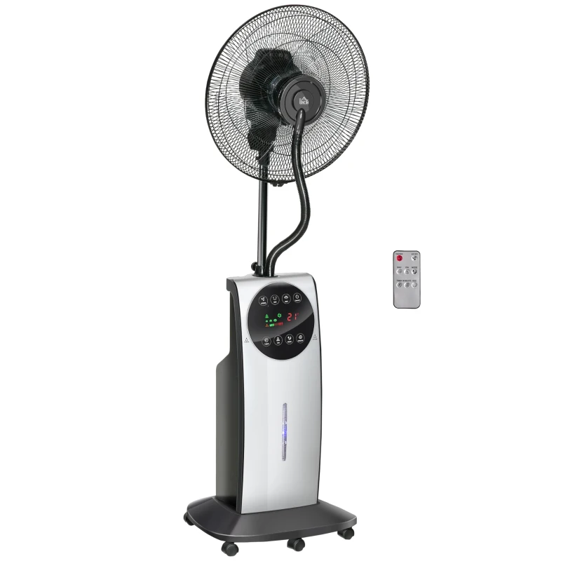 HOMCOM Ventilador Nebulizador Multidireccional Apto para Agua o Aceites Aromáticos con Programación de Apagado Automático Ф44.5x135cm