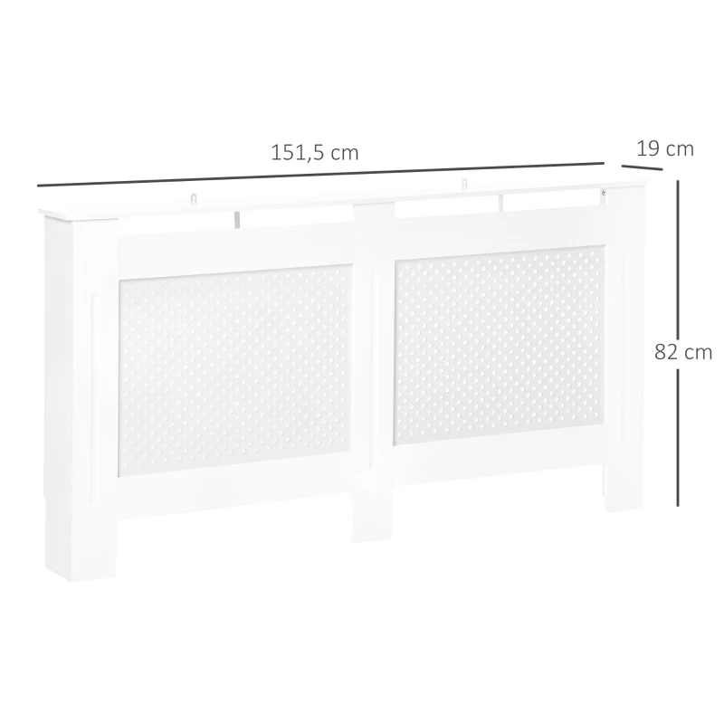 HOMCOM Cobertura para Radiador em MDF com Ripas e Prateleira Superior 151,5x19x82 cm Branco