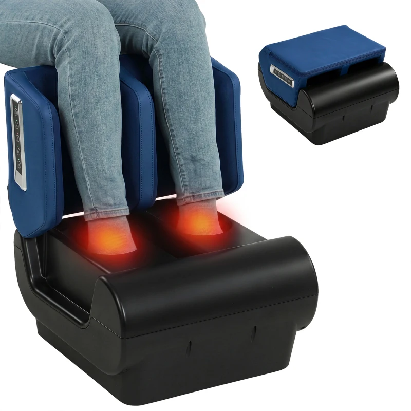HOMCOM 2-in-1 beenmassageapparaat met warmte, luchtcompressie, timer, 3 modi & intensiteiten, blauw en zwart