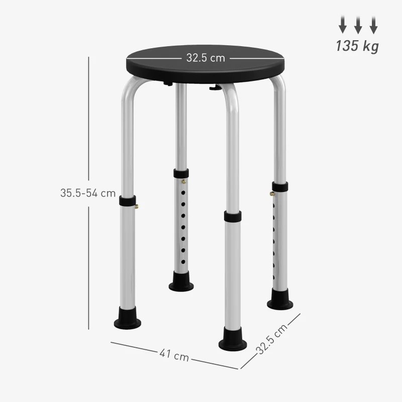 Homcom Scaun Dus – Reglabil, Antialunecare, Alb