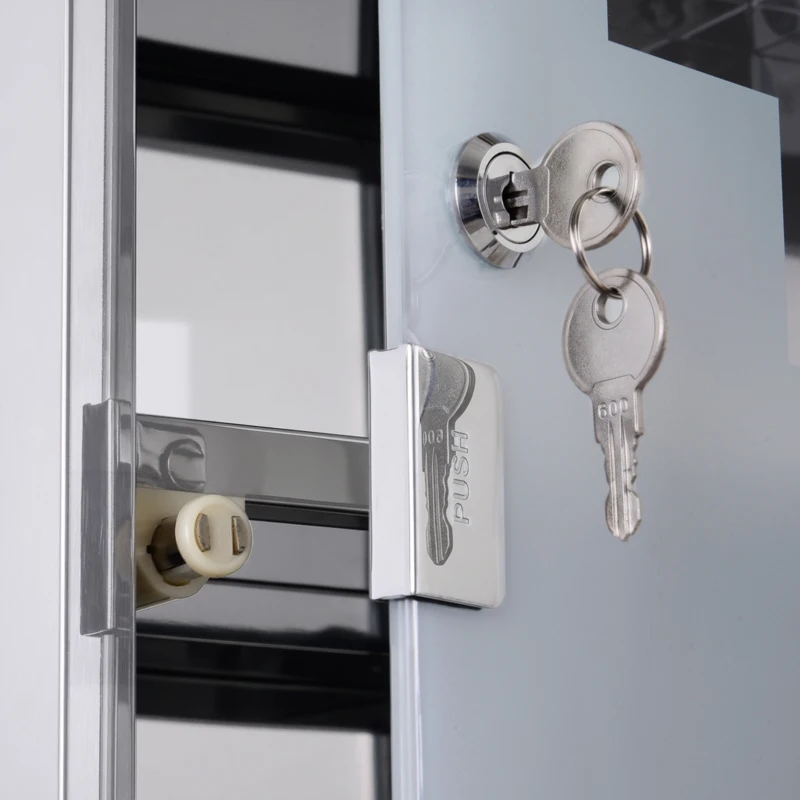 HOMCOM Medizinschrank Arzneischrank aus Edelstahl, Abschließbar Medikamentenschrank mit 3 Fächern, Glastür Apothekerschrank zur Medikamenten-Aufbewahrung, 30 x 18 x 50 cm