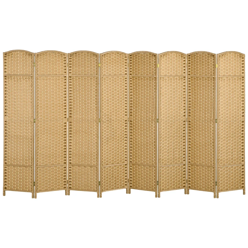HOMCOM Paravent interieur en bois 8 panneaux 320 x 170 cm séparateur de pièce pliable pour salon, chambre à coucher, naturel