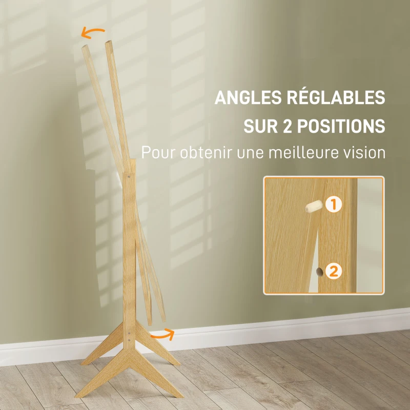 HOMCOM Miroir en pied grand miroir de sol inclinaison réglable pour dressing chambre 47 x 46 x 148 cm en chêne