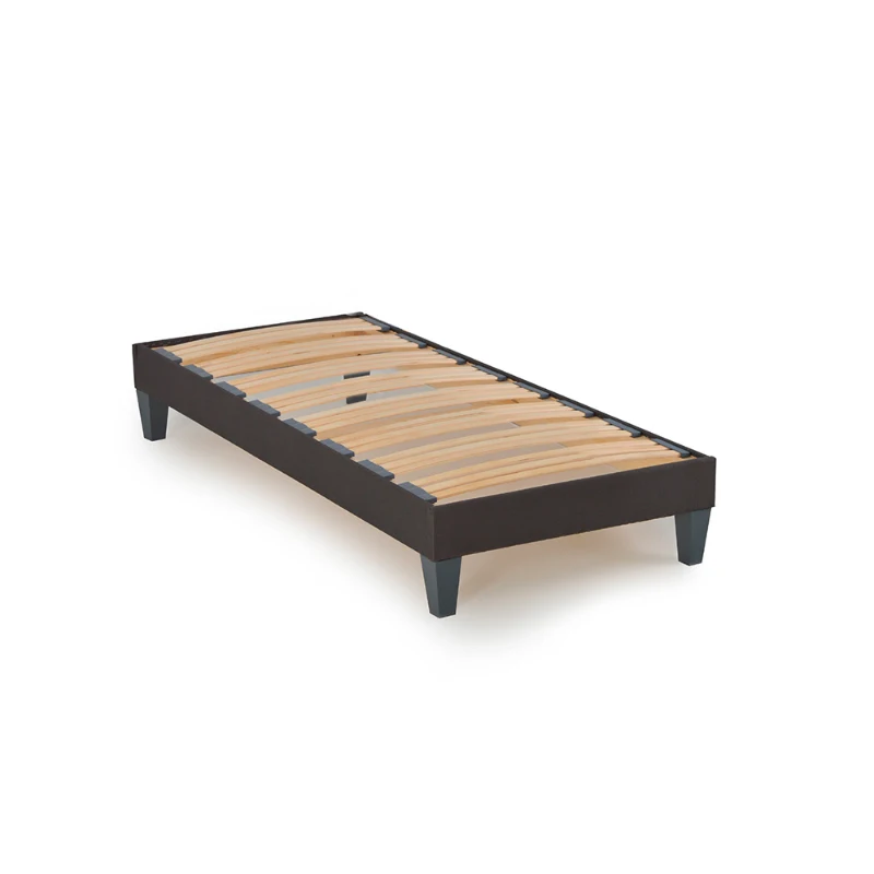 HOMCOM Sommier à lattes apparentes 90x190 avec 4 pieds - 24 lattes - revêtement tissu gris anthracite - technologie tri-lattes