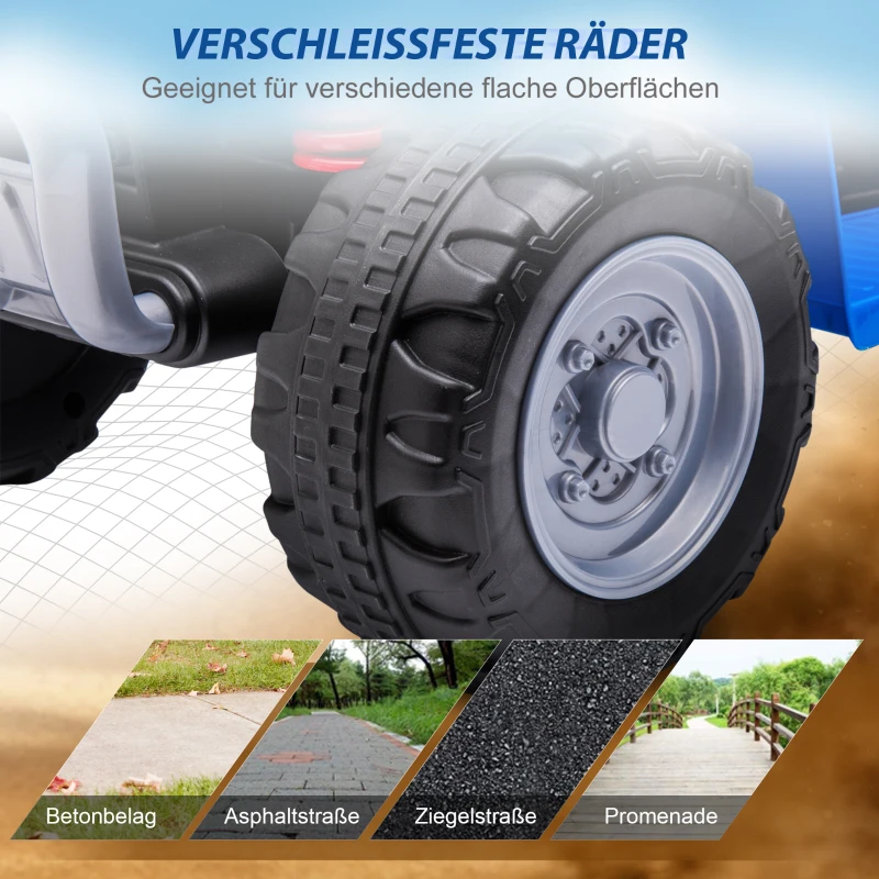 AIYAPLAY Elektrisch kinderquad, LED-licht, claxon, brede banden, comfortabele zitting, antislip handgrepen, blauw