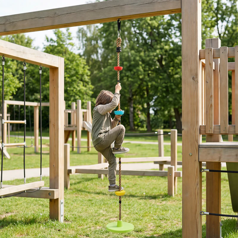 AIYAPLAY Kletterseil Schaukel Baum Kinderschaukel mit Plattform Scheibenschaukel Sitz Outdoor Spielset für 3-8 Jahre Kinder Grün