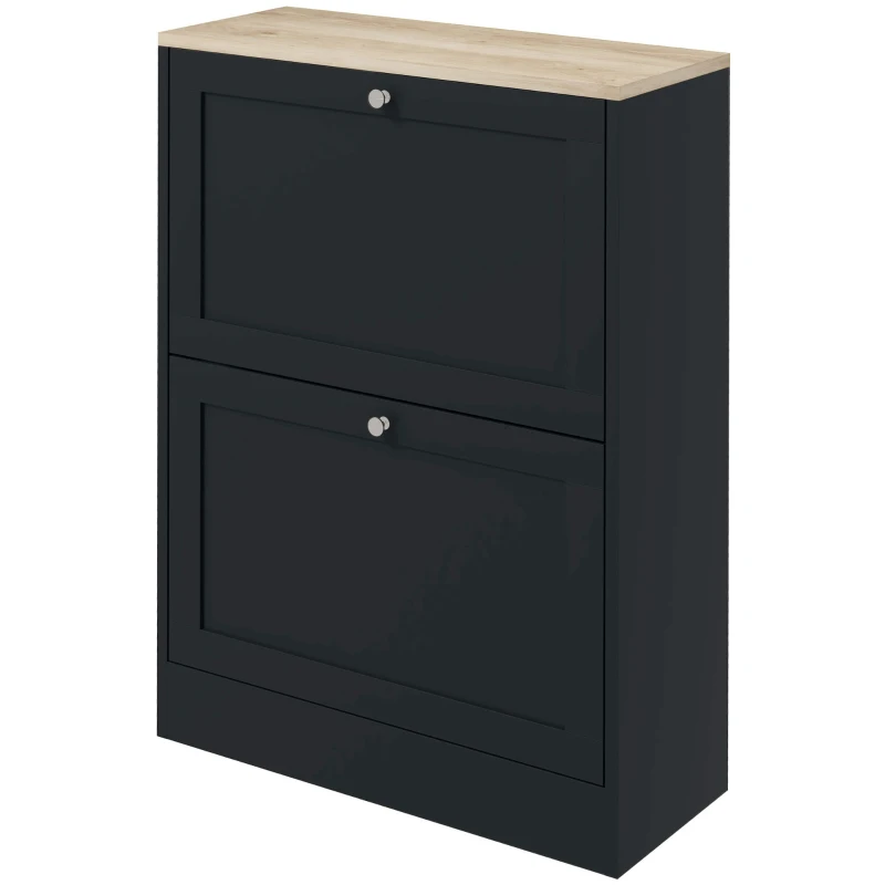 HOMCOM Meuble à Chaussures 12 Paires, Meuble d'Entrée avec 2 Tiroirs Rabattables et Étagères Réglables, 60 x 23,5 x 80cm, Noir