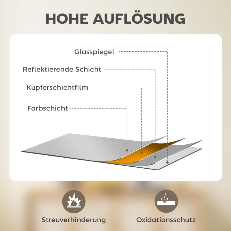 HOMCOM Wandspiegel, 70 x 90 cm, Dekorativer Hängespiegel, einfache Montage, inkl. Schrauben