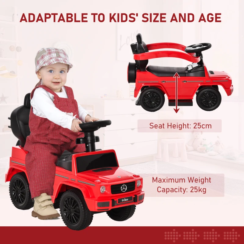 HOMCOM 3 in 1 Kids Ride on Push Car Toddler Sliding Car G350 Licensed Walker Foot to Floor  Horn Steering Wheel NO POWER, Red
