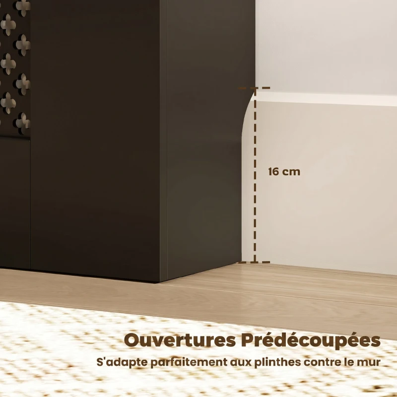 HOMCOM Couvercle de Radiateur en Bois à Lattes avec Détails Croisés et Étagère Supérieure, 78 x 19 x 81 cm, Noir