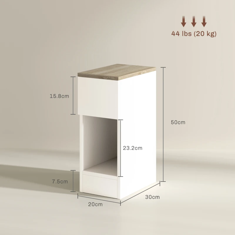 HOMCOM Set of Two Modern Storage Bedside Tables - Cream White