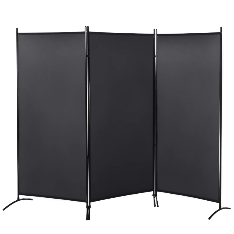 HOMCOM Paravent 3 panneaux dim. 2,53L x 0,5l x 1,82H m Store latéral Brise-Vue paravent sur Pied séparateur métal Polyester