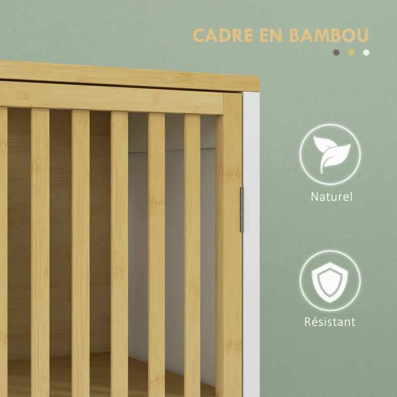 HOMCOM Meuble sous vasque 2 portes avec étagère réglable armoire de rangement pour lavabo 60 x 30 x 70 cm MDF et bambou