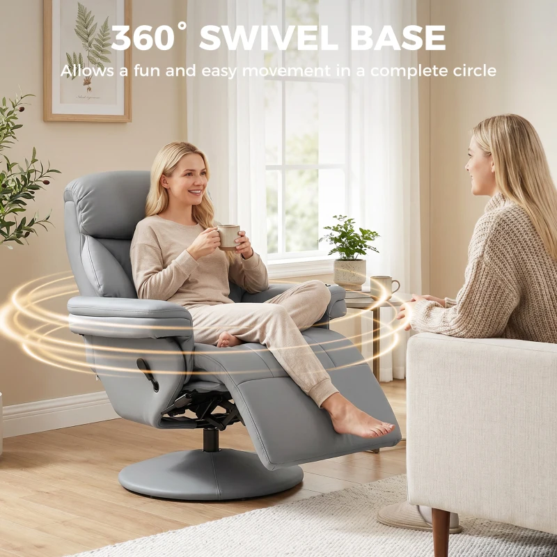 HOMCOM Upholstered Reclining Armchair, Manual Recliner Chair with Footrest and Adjustable Backrest, Grey