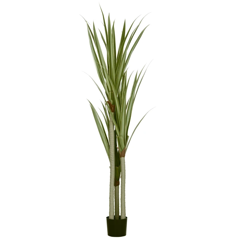HOMCOM Künstliche Yucca groß 190cm Kunstpflanze, Plastik Künstliche Pflanze im Topf, 17 x 17 x 190 cm Smaragdgrün
