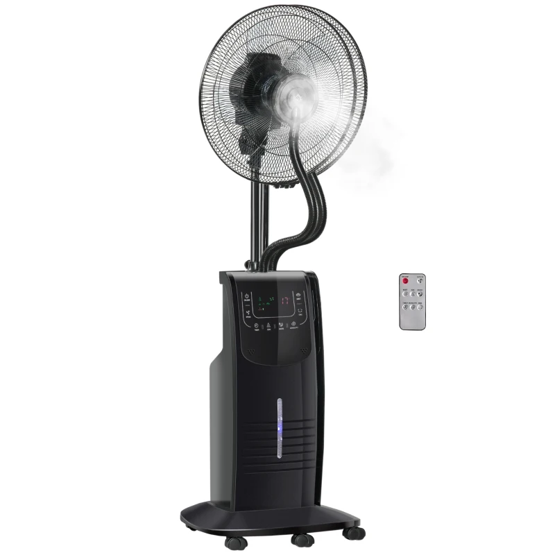 HOMCOM Ventilator mit Wasserkühlung, Standventilator mit Sprühnebel, Fernbedienung, oszillierend, Timer, 3,1 L Wassertank, 3 Modi, 90 W Wasserventilator mit Rollen, 135 cm