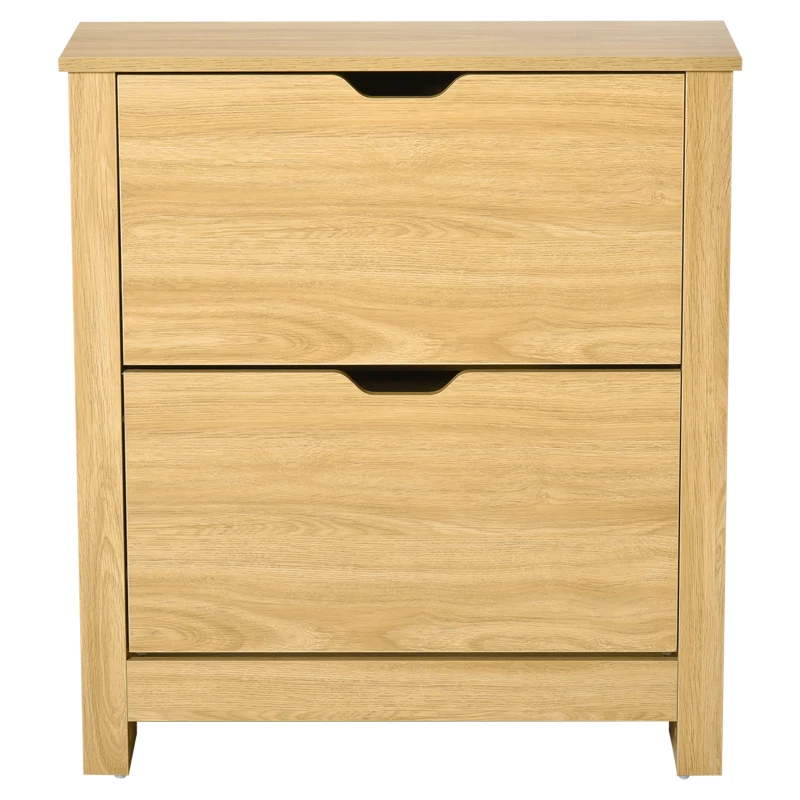 HOMCOM Meuble chaussure entrée, armoire à chaussures meuble d'entrée et couloir - 2 portes abattantes 2 compartiments