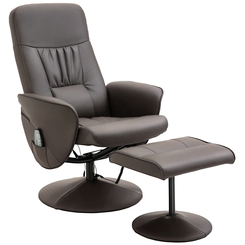 HOMCOM massagestoel met voetenbank 145° helling bruin(m-11)