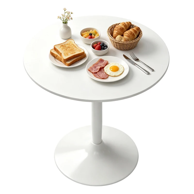 HOMCOM 75H x Φ70cm Two-Person Minimalistic Dining Table - White
