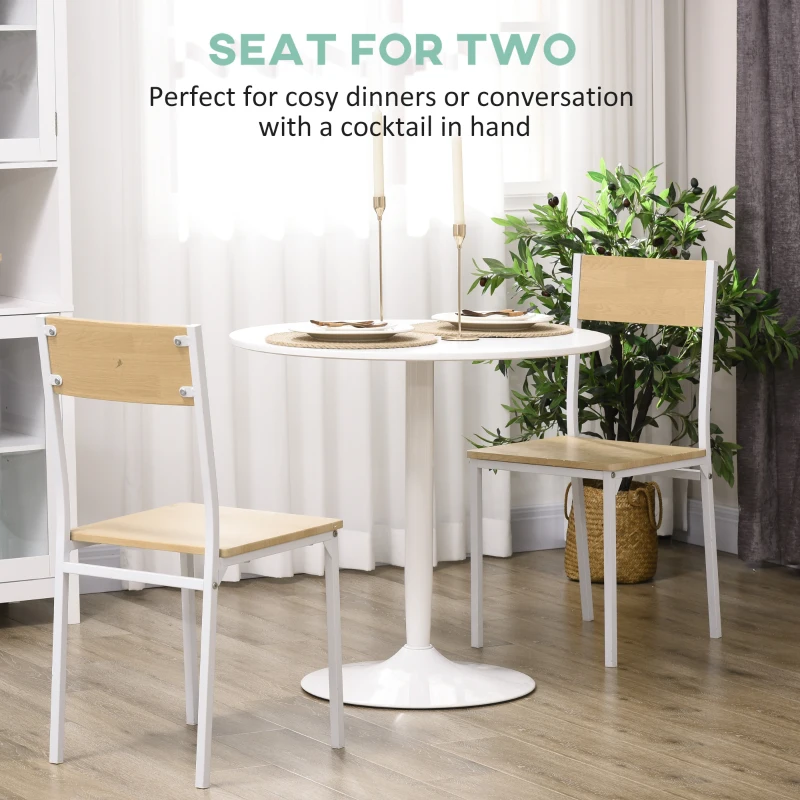 HOMCOM 75H x Φ70cm Two-Person Minimalistic Dining Table - White