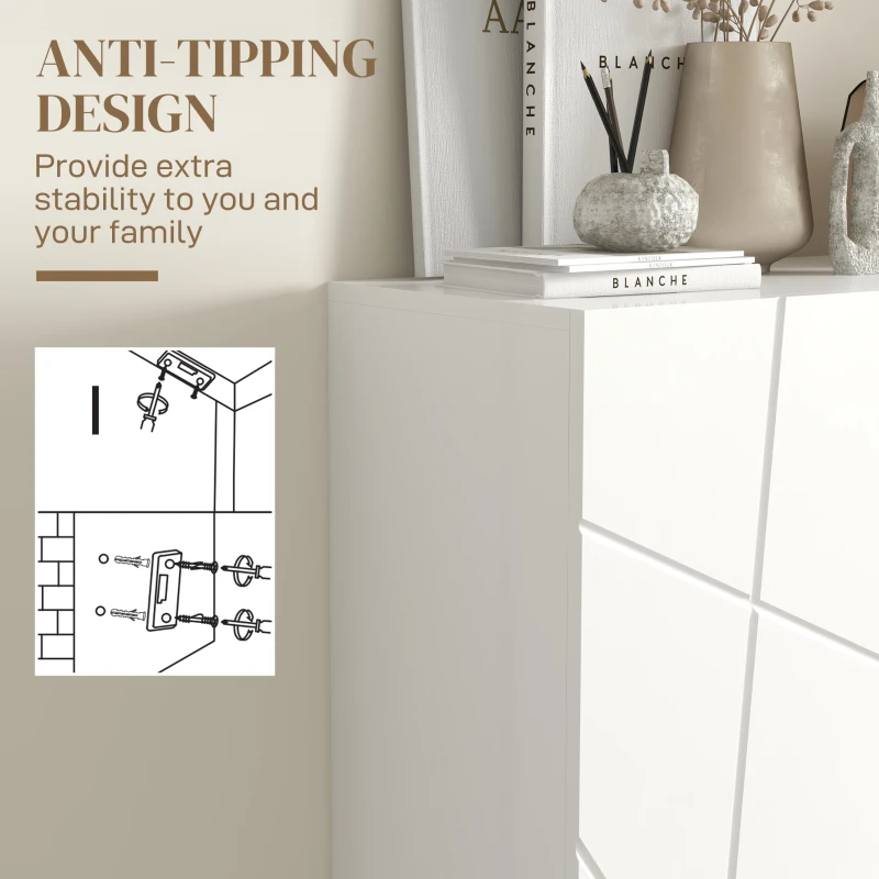 HOMCOM Móvel Sapateira de Entrada Armário Sapateira com Prateleiras Ajustáveis para 15-20 Pares de Sapatos 72x31,5x95 cm Branco