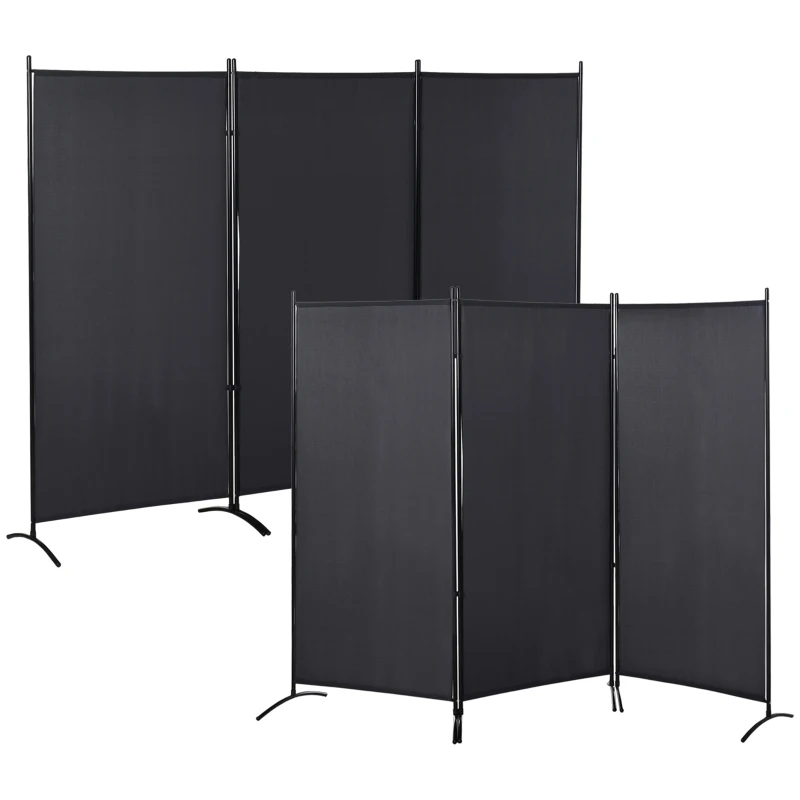 HOMCOM Lot de 2 paravents 3 panneaux dim. 2,53L x 0,5l x 1,82H m Store latéral Brise-Vue paravent sur Pied séparateur métal