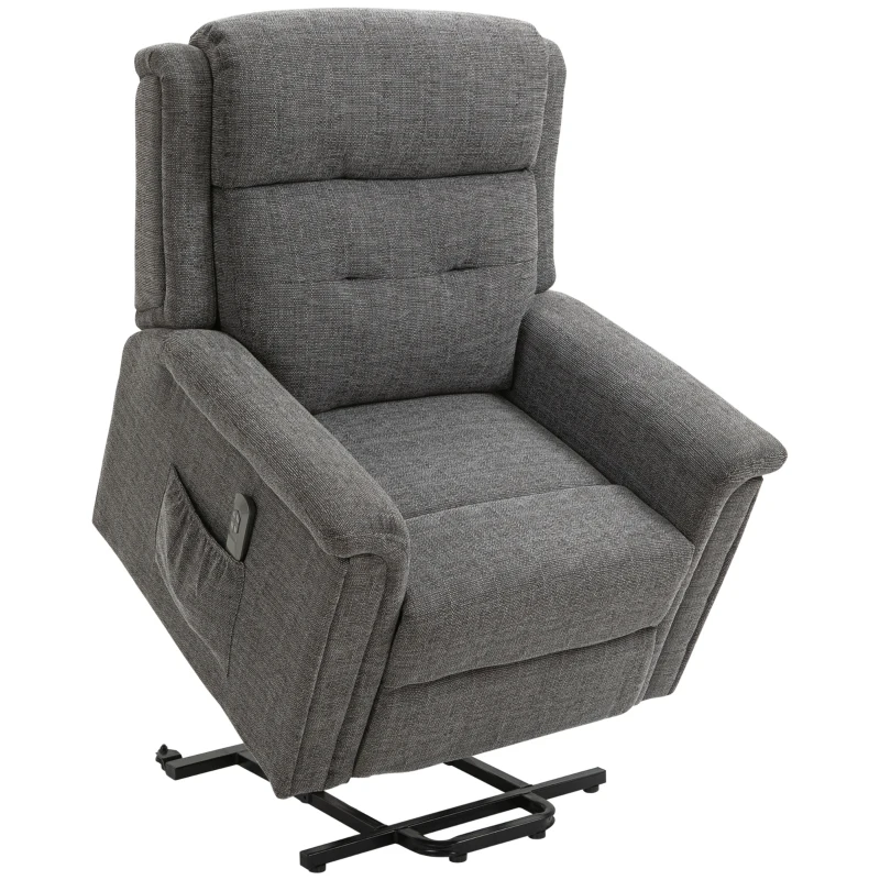 HOMCOM elektrische relaxfauteuil met opstahulp incl. afstandsbediening staalgrijs