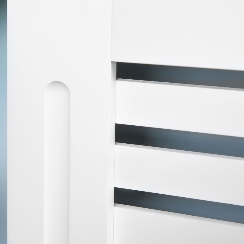 HOMCOM Radiator Cover, Modern MDF White Painted Cabinet with Horizontal Slats for Living Room, Bedroom, 172L x 19W x 81H cm