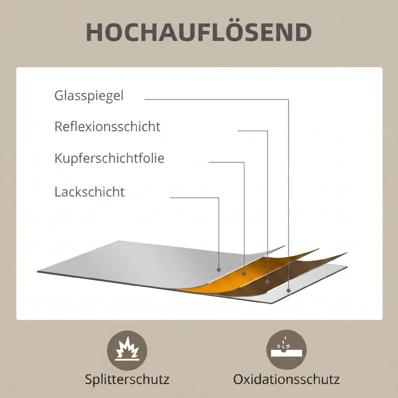 HOMCOM Wandspiegel, 70 x 90 cm, Dekorativer Hängespiegel, einfache Montage, inkl. Schrauben