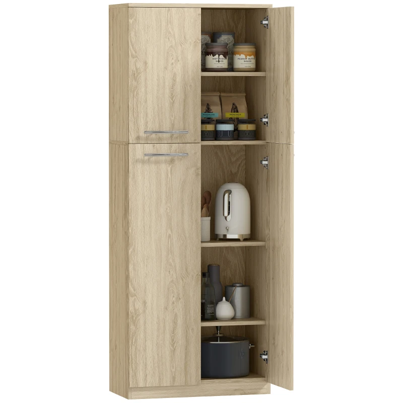 HOMCOM Mobilier de Depozitare Minimal cu 2 Dulapuri și Rafturi Reglabile, din Lemn culoare Stejar, 59x31x155 cm