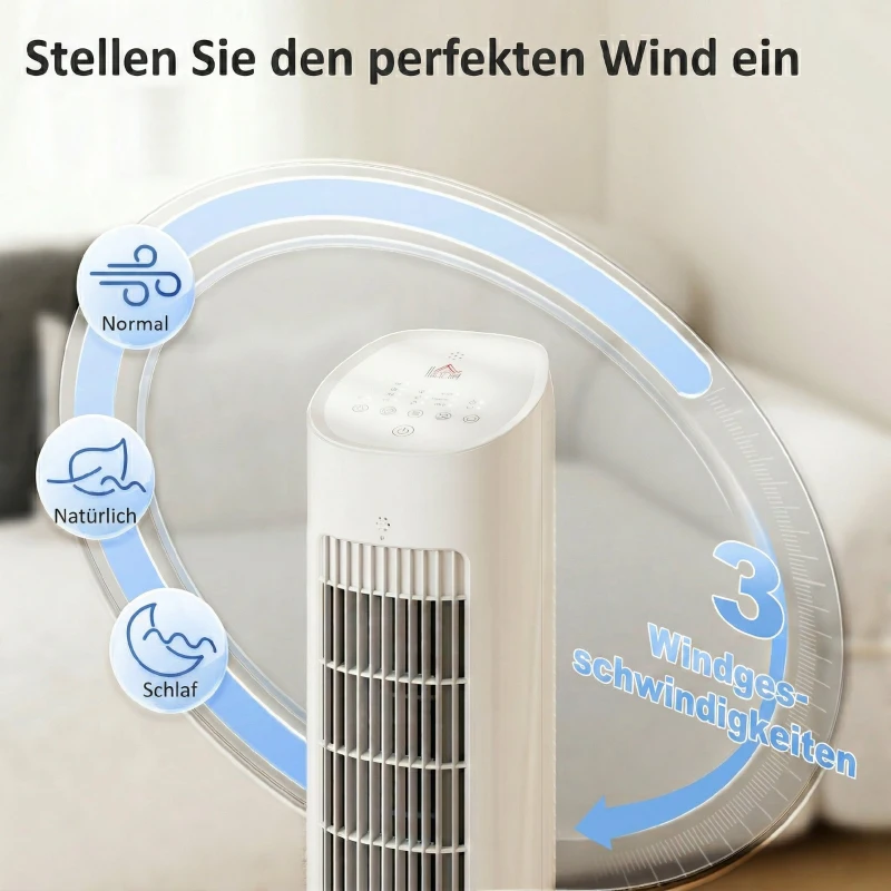 HOMCOM 3-in-1 Turm-Luftkühler mit 3-Liter-Wassertank, 3 Geschwindigkeiten und 3 Modi, Weiß