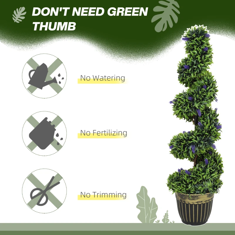 HOMCOM Set of Two 115cm Artificial Lavender Trees