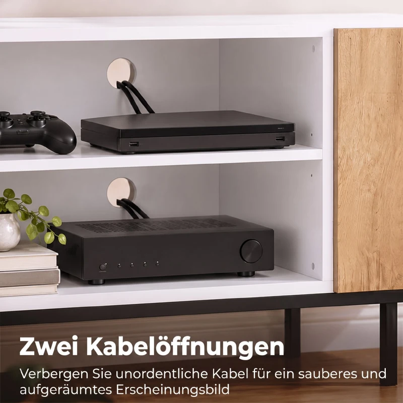 HOMCOM TV-Schrank für Fernseher bis 55 Zoll, modernes TV-Lowboard mit verstellbaren Einlegeböden, Weiß