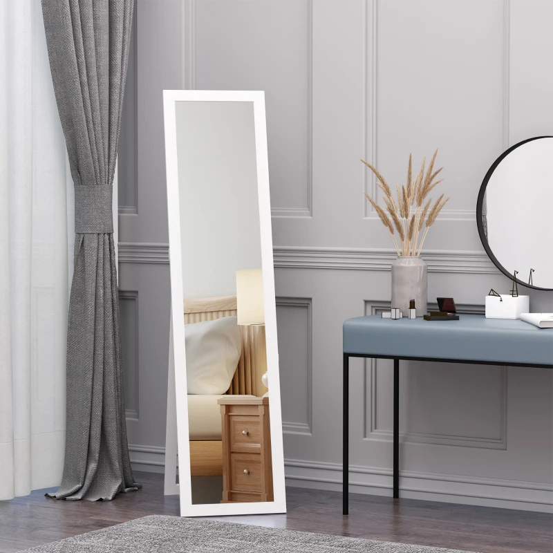 HOMCOM Espejo de Cuerpo Entero de Pie o para Colgar de Estilo Moderno para Pasillo Dormitorio 37x37x154 cm Blanco