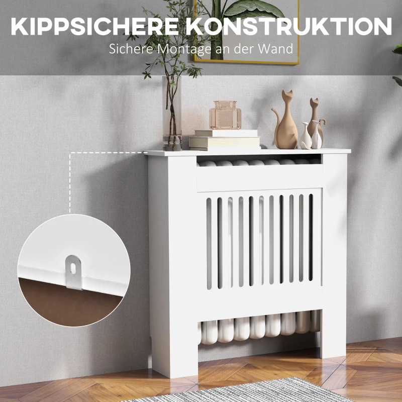 HOMCOM Radiatorombouw, Verwarmingsafdekking, 78 x 19 x 81cm, Radiator-afdekking voor Slaapkamer, Woonkamer, MDF, Wit