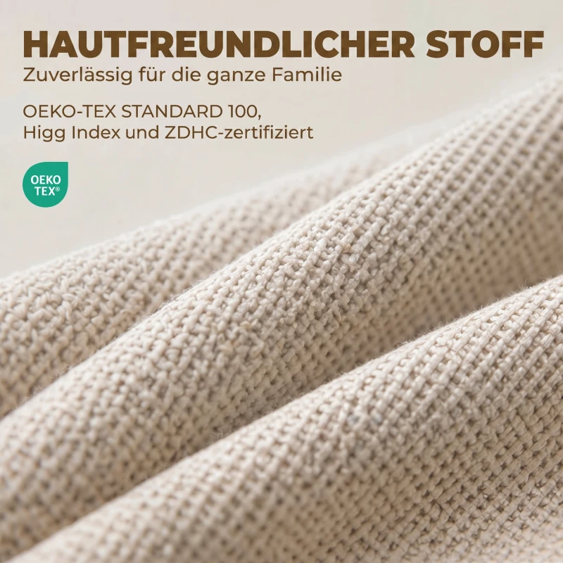 HOMCOM Esszimmerstühle im 2er-Set, moderne Leinen-Polsterstühle mit gepolstertem Sitz und Rückenlehne, Beine aus Kautschukholz