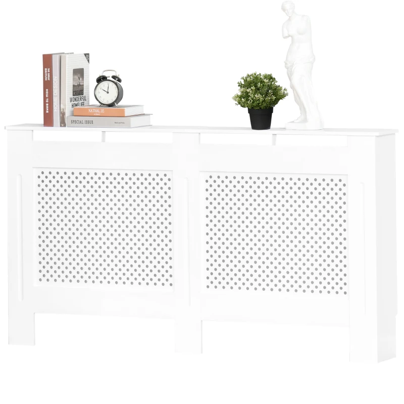 HOMCOM Cobertura para Radiador em MDF com Ripas e Prateleira Superior 151,5x19x82 cm Branco