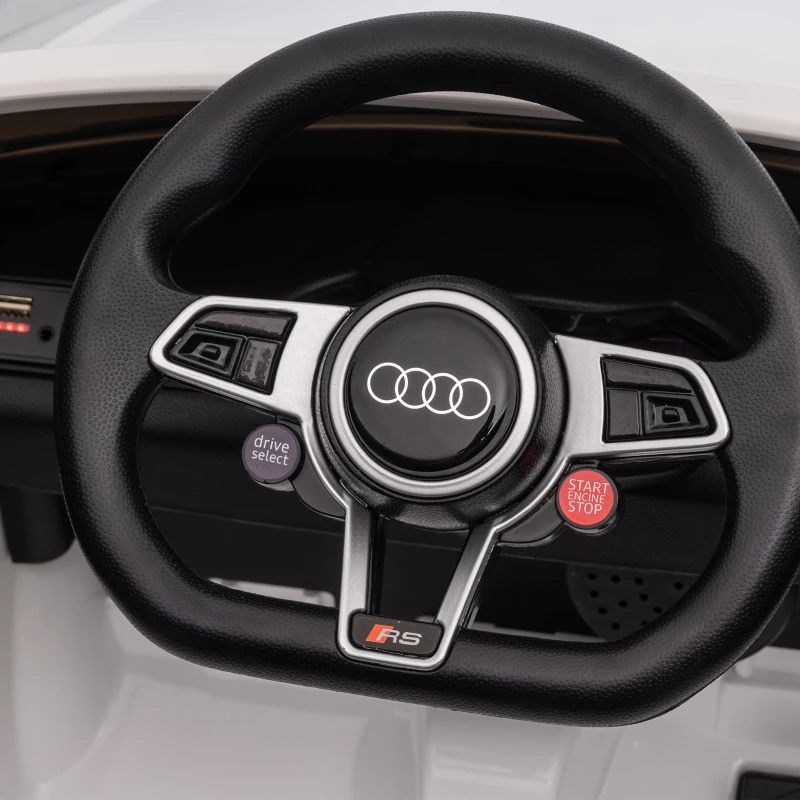 HOMCOM Kinder-Elektroauto Audi TT RS Roadster, 3 km/u, Afstandsbediening, LED, USB, Wit(m-10)