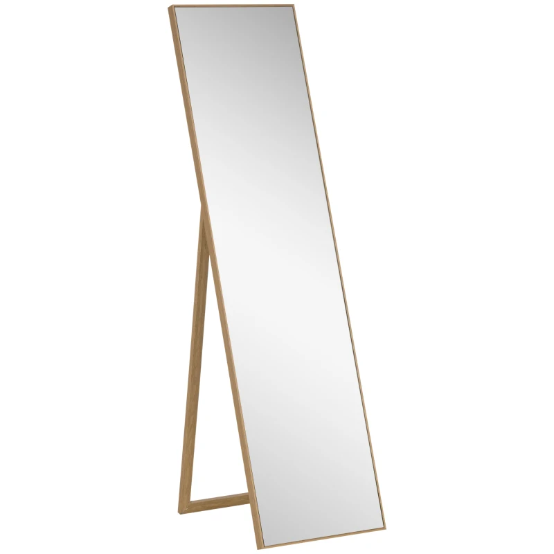 HOMCOM Miroir rectangulaire sur pied miroir de sol pour vestiaire salon salle de bain couloir 40 x 35 x 147 cm naturel