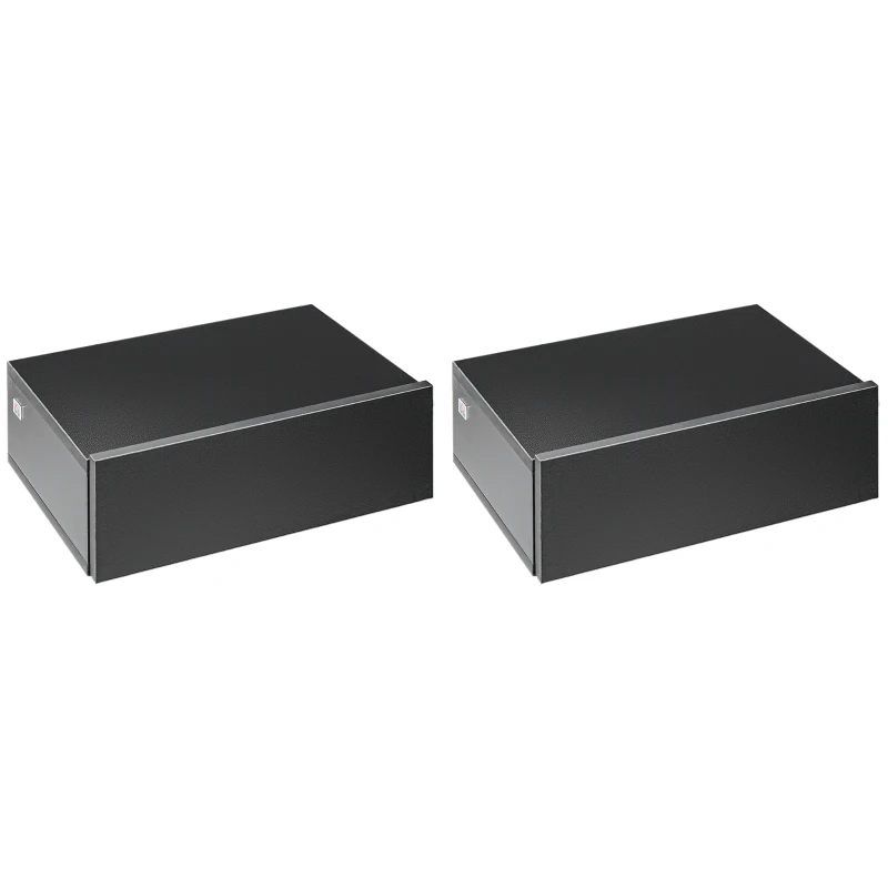 HOMCOM Set de 2 Mesitas de Noche Flotantes con 1 Cajón Diseño Montado en la Pared Estilo Moderno 40x30x15 cm Negro