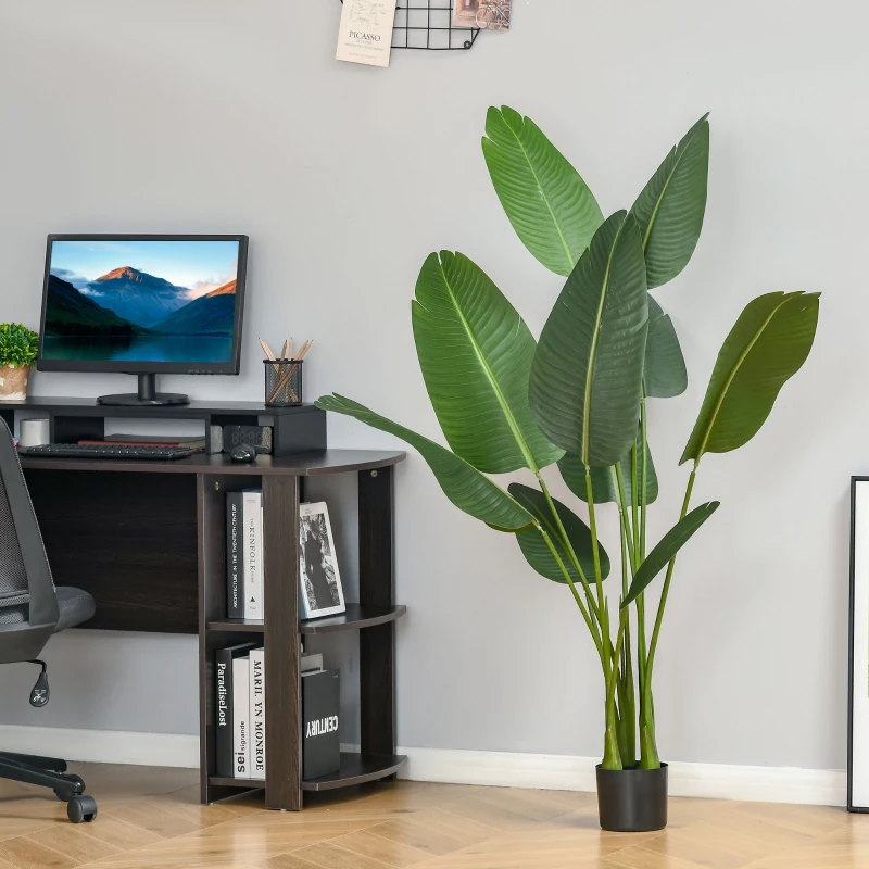 HOMCOM Planta Artificial Bananera de 160 cm con Maceta y 10 Hojas Realistas Planta Tropical Sintética para Decoración en Interior y Exterior Oficina Hogar Verde