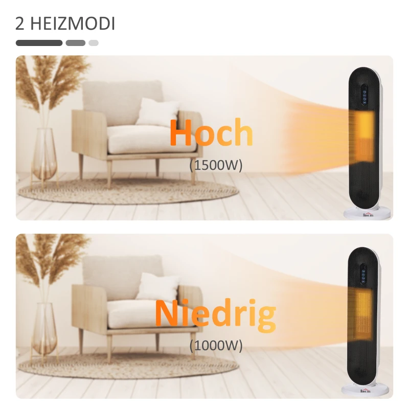 HOMCOM kachel 2000W 21 cm x 21 cm x 63.5 cm(m-9)