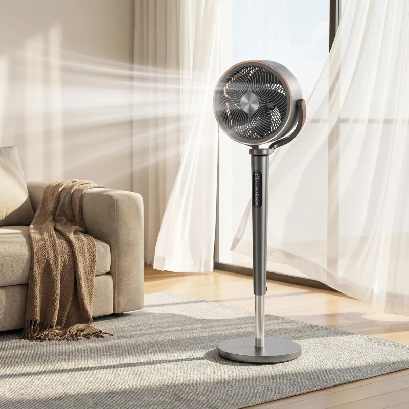HOMCOM 20dB Silent Standing Fan, 70°+90° Auto Oscillating Fan with 12 Speeds, LED Light, Air Circulator, Remote Control, 12H Timer, for Bedroom, 46 Inch, Grey